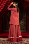 Shop_Sonia Baderia_Fuchsia Chanderi, Tissue Sequins, Beads, Hand Embroidered Kurta Sharara Set _at_Aza_Fashions