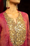 Sonia Baderia_Fuchsia Chanderi, Tissue Sequins, Beads, Hand Embroidered Kurta Sharara Set _at_Aza_Fashions