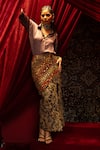 Buy_Sonia Baderia_Black Chanderi Embroidery, Sequins, Stones, Metallic Thread Hand Tissue Skirt _Online_at_Aza_Fashions