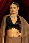 Buy Sonia Baderia Brown Chanderi, Tissue, Velvet, Silk Tassels, Hand Blouse Lehenga Set Online at Aza Fashions Buy_Sonia Baderia_Brown Chanderi, Tissue, Velvet, Silk Tassels, Hand Blouse Lehenga Set _Online_at_Aza_Fashions
