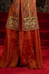 Buy_Sonia Baderia_Brown Chanderi, Satin Beads, Sequins Hand Embroidered Long Jacket And Sharara Set _Online_at_Aza_Fashions