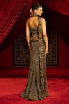 Shop_Sonia Baderia_Brown Chanderi, Tissue Beads, Metallic Thread High Neck Gown _at_Aza_Fashions