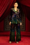 Buy_Sonia Baderia_Multi Color Velvet, Silk Stones, Beads, Embroidery Hand Blazer And Pant Set _at_Aza_Fashions