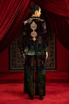 Shop_Sonia Baderia_Multi Color Velvet, Silk Stones, Beads, Embroidery Hand Blazer And Pant Set _at_Aza_Fashions