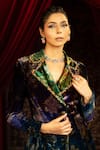 Buy_Sonia Baderia_Multi Color Velvet, Silk Stones, Beads, Embroidery Hand Blazer And Pant Set _Online_at_Aza_Fashions