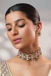 Zevar By Geeta_Gold Plated Stones, Crystals, Faux Diamonds Two Kundan Choker Set _Online_at_Aza_Fashions
