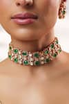 Shop_Zevar By Geeta_Gold Plated Stones, Crystals, Faux Diamonds Two Kundan Choker Set _Online_at_Aza_Fashions