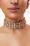 Buy_Zevar By Geeta_Pink Crystals, Stones Two Kundan Embellished Choker Set _Online_at_Aza_Fashions
