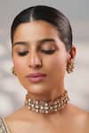 Shop_Zevar By Geeta_Pink Crystals, Stones Two Kundan Embellished Choker Set _Online_at_Aza_Fashions