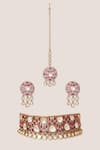 Shop_Zevar By Geeta_Pink Stones, Crystals Two Polki Choker Set _at_Aza_Fashions