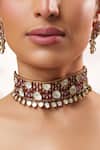Buy_Zevar By Geeta_Pink Stones, Crystals Two Polki Choker Set _Online_at_Aza_Fashions