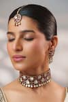 Shop_Zevar By Geeta_Pink Stones, Crystals Two Polki Choker Set _Online_at_Aza_Fashions