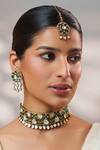 Buy_Zevar By Geeta_Gold Plated Stones, Pearls Two Polki Studded Choker Set _at_Aza_Fashions