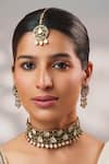 Zevar By Geeta_Gold Plated Stones, Pearls Two Polki Studded Choker Set _Online_at_Aza_Fashions