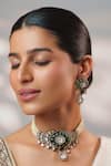Buy_Zevar By Geeta_Multi Color Stones, Crystals, Faux Diamonds Two Polki Pendant Choker Set _at_Aza_Fashions