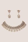 Shop_Zevar By Geeta_Pink Stones, Pearls Two Kundan Polki Necklace Set _at_Aza_Fashions