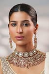 Buy_Zevar By Geeta_Gold Plated Stones, Crystals Polki Embellished Necklace Set _Online_at_Aza_Fashions