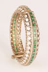 Buy_Zevar By Geeta_Green Stones, Crystals, Faux Diamonds Two Kundan Polki Bangles - Set Of 2 _Online_at_Aza_Fashions