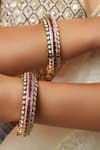 Zevar By Geeta_Gold Plated Stones, Crystals Two Kundan Polki Bangles - Set Of 2 _Online_at_Aza_Fashions