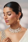 Buy_Zevar By Geeta_Multi Color Pearls, Stones Kundan Embellished Necklace Set _at_Aza_Fashions