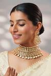 Buy_Zevar By Geeta_Gold Plated Gemstones, Moissanite Embellished Necklace Set _at_Aza_Fashions