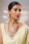 Buy_Zevar By Geeta_Gold Plated Stones, Crystals Moissanite Long Pendant Necklace Set _Online_at_Aza_Fashions
