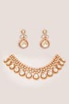 Shop_Zevar By Geeta_Gold Plated Gemstones, Moissanite Embellished Necklace Set _at_Aza_Fashions