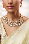 Shop_Zevar By Geeta_Gold Plated Gemstones, Moissanite Embellished Necklace Set _Online_at_Aza_Fashions
