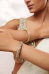Shop_Zevar By Geeta_Gold Plated Stones, Crystals Two Kundan Polki Bangles - Set Of 2 _Online_at_Aza_Fashions