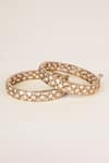Shop_Zevar By Geeta_Gold Plated Stones, Crystals Two Kundan Polki Bangles - Set Of 2 _at_Aza_Fashions