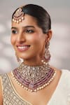 Buy_Zevar By Geeta_Gold Plated Stones, Pearls, Crystals Polki Embellished Necklace Set _at_Aza_Fashions