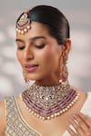 Buy_Zevar By Geeta_Gold Plated Stones, Pearls, Crystals Polki Embellished Necklace Set _Online_at_Aza_Fashions