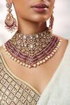 Buy_Zevar By Geeta_Gold Plated Stones, Pearls, Crystals Polki Embellished Necklace Set 