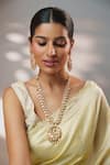Buy_Zevar By Geeta_Gold Plated Stones, Crystals Moissanite Long Pendant Necklace Set _Online_at_Aza_Fashions