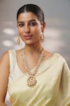 Buy_Zevar By Geeta_Gold Plated Stones, Crystals Moissanite Long Pendant Necklace Set _at_Aza_Fashions