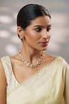 Buy_Zevar By Geeta_Gold Plated Stones, Crystals Moissanite Embellished Necklace Set _Online_at_Aza_Fashions