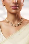 Shop_Zevar By Geeta_Gold Plated Stones, Crystals Moissanite Embellished Necklace Set _Online_at_Aza_Fashions