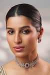 Buy_Zevar By Geeta_Pink Stones, Faux Diamonds Embellished Choker Set _at_Aza_Fashions