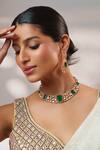 Zevar By Geeta_Gold Plated Stones, Crystals Kundan Polki Embellished Necklace Set _Online_at_Aza_Fashions