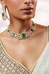 Buy_Zevar By Geeta_Gold Plated Stones, Crystals Kundan Polki Embellished Necklace Set _Online_at_Aza_Fashions