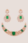 Shop_Zevar By Geeta_Gold Plated Stones, Crystals Kundan Polki Embellished Necklace Set _at_Aza_Fashions