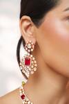 Shop_Zevar By Geeta_Red Stones, Crystals, Faux Diamonds Kundan Polki Embellished Necklace Set _Online_at_Aza_Fashions