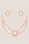 Shop_Zevar By Geeta_Gold Plated Stones, Crystals Kundan Polki Embellished Layered Necklace Set _at_Aza_Fashions