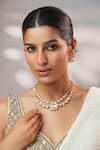Buy_Zevar By Geeta_Gold Plated Stones, Crystals Kundan Polki Embellished Layered Necklace Set _at_Aza_Fashions