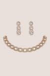 Shop_Zevar By Geeta_Gold Plated Stones, Crystals, Kundan Polki Necklace Set _at_Aza_Fashions