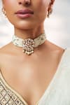 Buy_Zevar By Geeta_White Stones, Pearls Kundan Embellished Choker Set _Online_at_Aza_Fashions