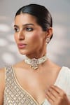 Buy_Zevar By Geeta_White Stones, Pearls Kundan Embellished Choker Set _at_Aza_Fashions