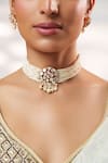 Zevar By Geeta_Gold Plated Stones, Pearls, Crystals Kundan Studded Choker Set _Online_at_Aza_Fashions