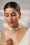 Buy_Zevar By Geeta_Gold Plated Stones, Pearls, Crystals Kundan Studded Choker Set _at_Aza_Fashions