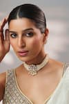 Buy_Zevar By Geeta_Gold Plated Stones, Pearls, Crystals Kundan Studded Choker Set _Online_at_Aza_Fashions